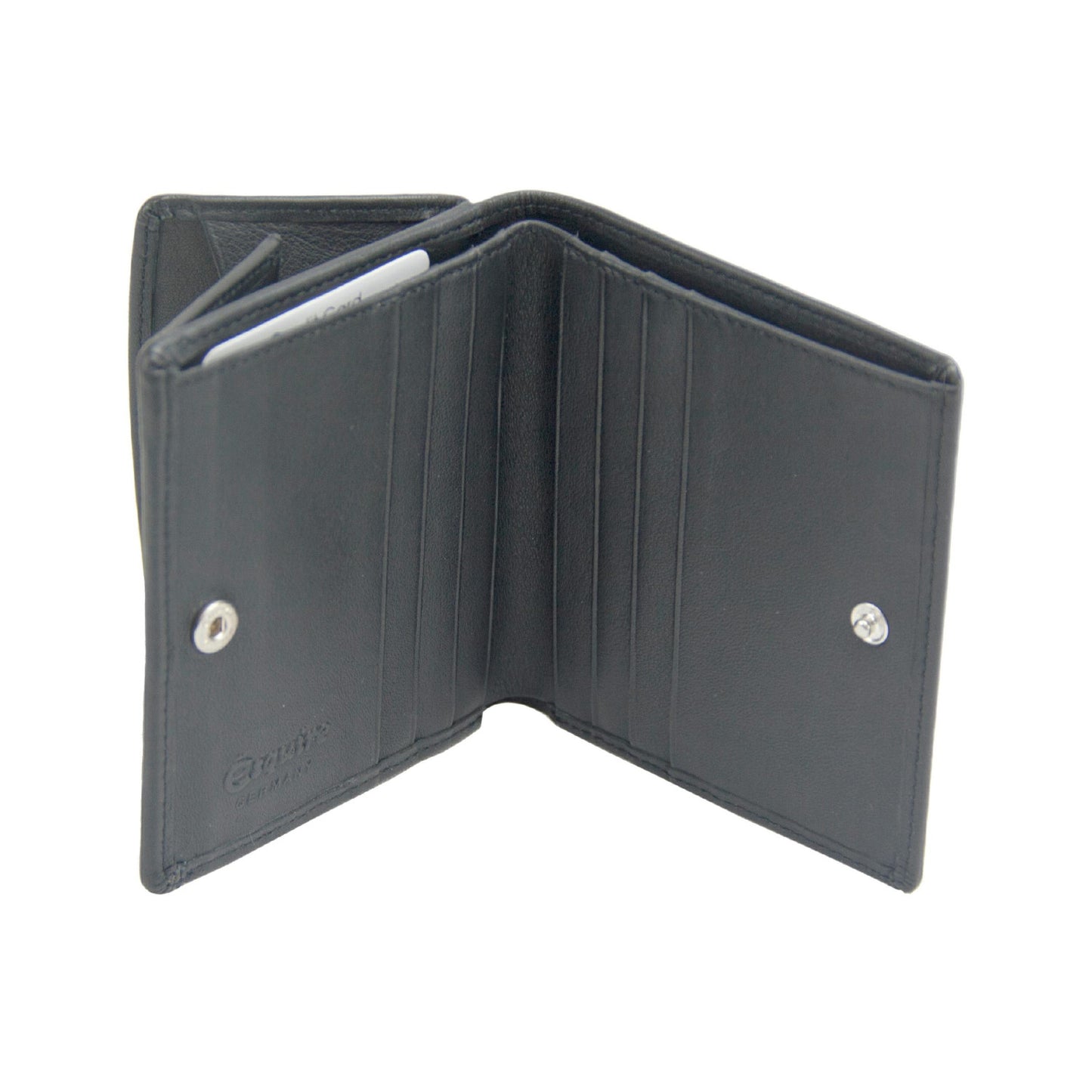 Hochformatbörse mit RFID und Wiener Schachtel Logo (Schwarz)