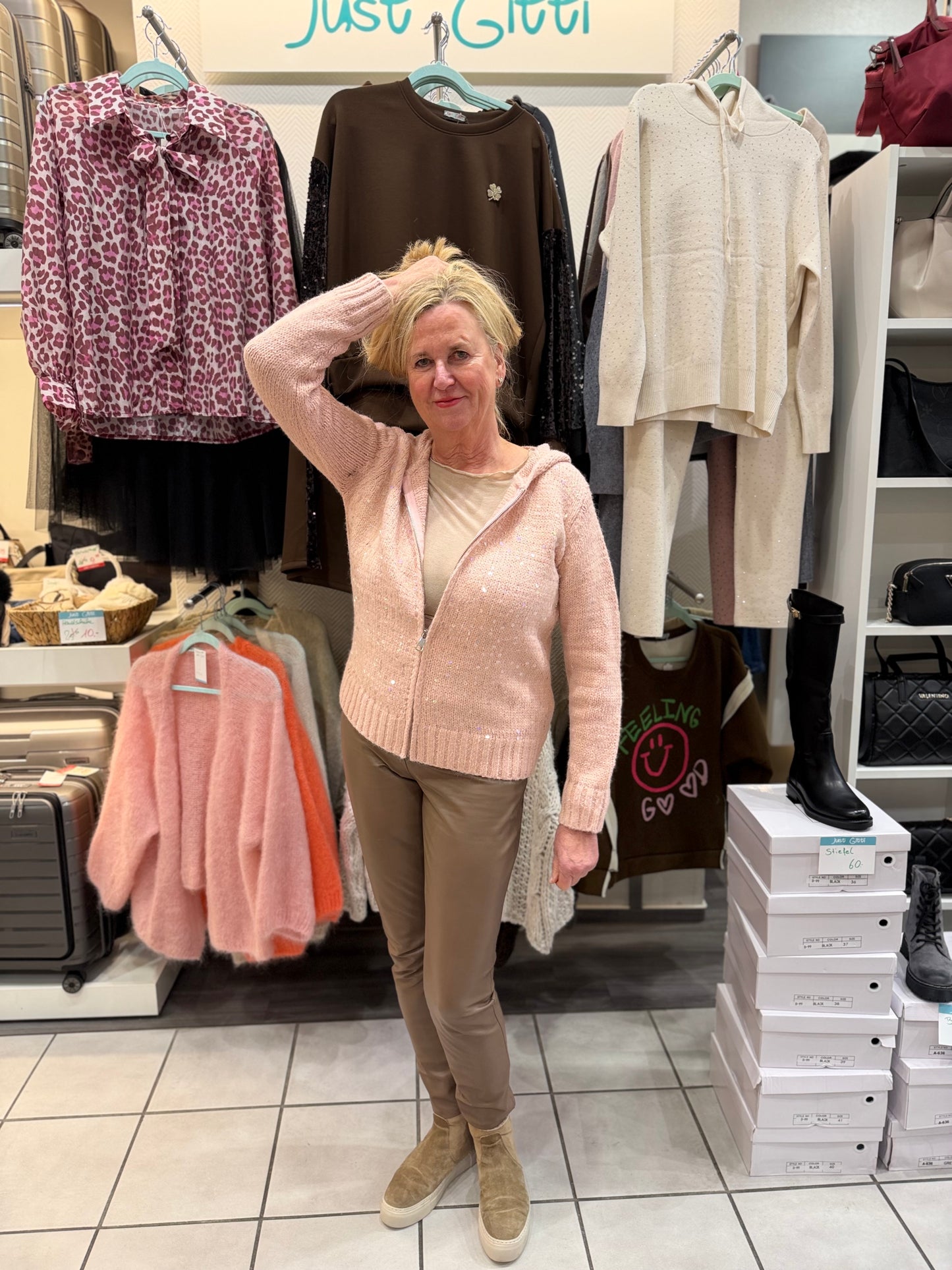 Kaputzenstrickjacke "Sparkle" - Verschiedene Farben